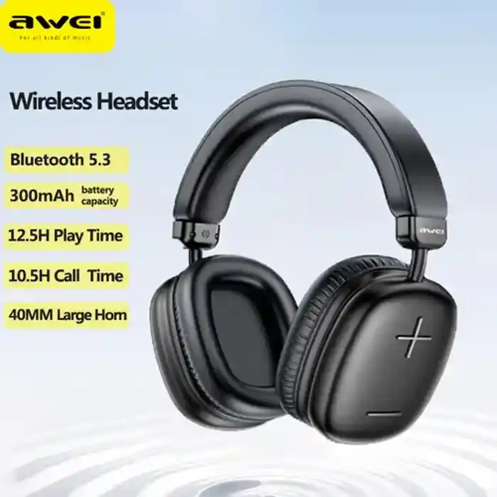 Awei AT6 Wireless Bluetooth Headphones-Black