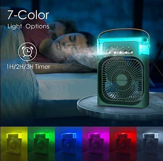 3 in 1 USB Portable Non RechargeableAir Cooling Fan with Humidifier Purifier Mist and LED Light